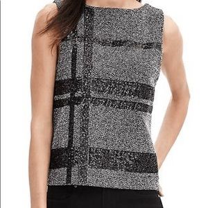 Banana Republic Sequin Herringbone Plaid Tank
